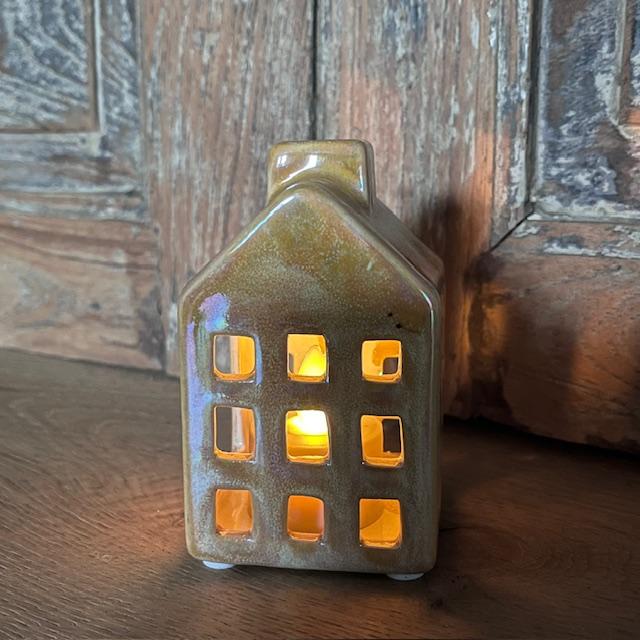 Theelicht huisje beige. afbeelding 1